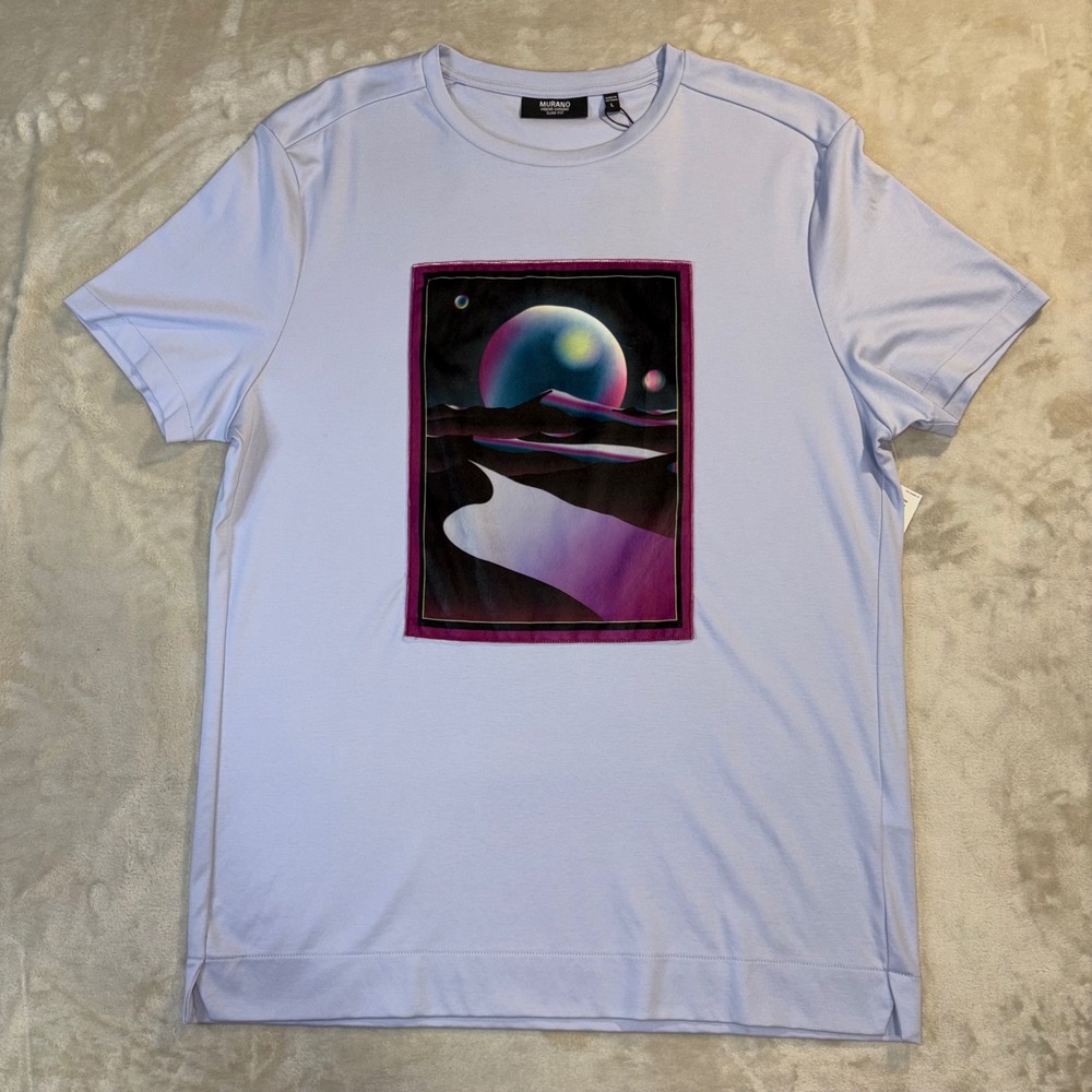 Murano Liquid Luxury Mens Slim Fit Interdimensional Graphic T-Shirt Lavender L